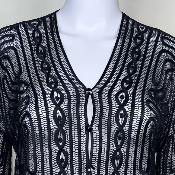 Anne Crimmins for Umi Collections Sheer 100% Silk Lace Cardigan (No size .. meas - Picture 2 of 10